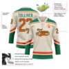 Custom Cream Orange-Kelly Green Hockey Lace Neck Jersey