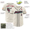 Custom Cream Crimson Black-Aqua Authentic Baseball Jersey