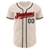 Custom Cream Red Pinstripe Black Authentic Baseball Jersey
