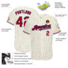 Custom Cream Royal Pinstripe Red-White Authentic Baseball Jersey