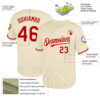 Custom Cream Red Mesh Authentic Throwback Baseball Jersey