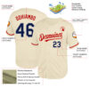 Custom Cream Navy Red-Gray Mesh Authentic Throwback Baseball Jersey