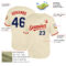 Custom Cream Navy Red-Gray Mesh Authentic Throwback Baseball Jersey