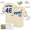 Custom Cream Navy-Light Blue Mesh Authentic Throwback Baseball Jersey