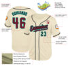 Custom Cream Crimson Black-Aqua Mesh Authentic Throwback Baseball Jersey
