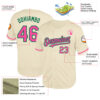 Custom Cream Pink-Kelly Green Mesh Authentic Throwback Baseball Jersey