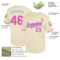Custom Cream Pink-Light Blue Mesh Authentic Throwback Baseball Jersey
