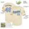 Custom Cream Light Blue-Steel Gray Mesh Authentic Throwback Baseball Jersey