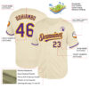 Custom Cream Purple-Gold Mesh Authentic Throwback Baseball Jersey
