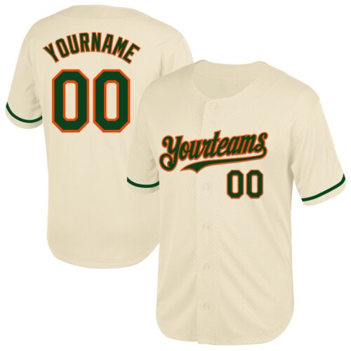 Cream0720 Custom Cream Green-Orange Mesh Authentic Throwback Baseball Jersey