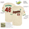 Custom Cream Red-Kelly Green Mesh Authentic Throwback Baseball Jersey