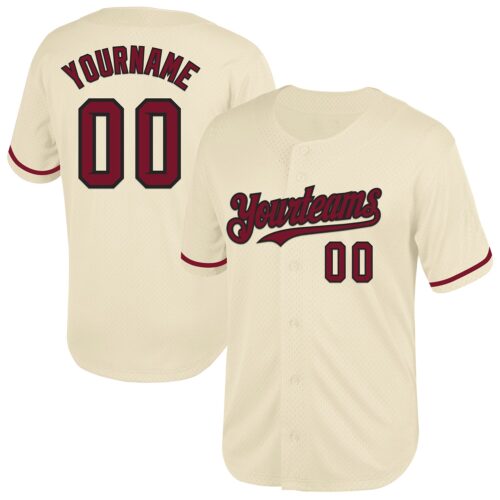 Cream0726 Custom Cream Crimson-Black Mesh Authentic Throwback Baseball Jersey