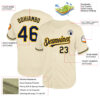 Custom Cream Navy-Gold Mesh Authentic Throwback Baseball Jersey
