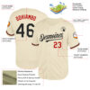 Custom Cream Black-Red Mesh Authentic Throwback Baseball Jersey