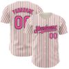 Custom Cream (Black Pink Pinstripe) Pink-Black Authentic Baseball Jersey