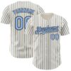 Custom Cream (Black Light Blue Pinstripe) Light Blue-Black Authentic Baseball Jersey