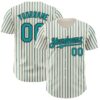 Custom Cream (Black Teal Pinstripe) Teal-Black Authentic Baseball Jersey