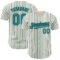 Custom Cream (Black Teal Pinstripe) Teal-Black Authentic Baseball Jersey
