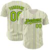 Custom Cream (Black Neon Green Pinstripe) Neon Green-Black Authentic Baseball Jersey