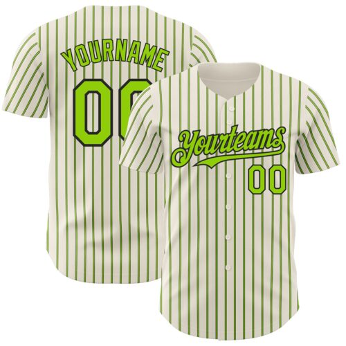 Cream0759 Custom Cream (Black Neon Green Pinstripe) Neon Green-Black Authentic Baseball Jersey
