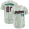 Custom Cream (Black Aqua Pinstripe) Crimson Black-Aqua Authentic Baseball Jersey