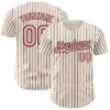 Custom Cream (Black Medium Pink Pinstripe) Medium Pink-Black Authentic Baseball Jersey