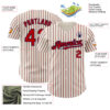 Custom Cream (Navy Red Pinstripe) Red-Navy Authentic Baseball Jersey