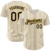Custom Cream (Navy Gold Pinstripe) Navy-Gold Authentic Baseball Jersey