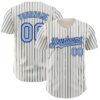 Custom Cream (Navy Light Blue Pinstripe) Light Blue-Navy Authentic Baseball Jersey