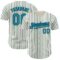 Custom Cream (Navy Teal Pinstripe) Teal-Navy Authentic Baseball Jersey