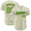 Custom Cream (Navy Neon Green Pinstripe) Neon Green-Navy Authentic Baseball Jersey