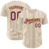 Custom Cream (Purple Gold Pinstripe) Purple-Gold Authentic Baseball Jersey