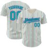 Custom Cream (Purple Aqua Pinstripe) Aqua-Purple Authentic Baseball Jersey