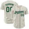 Custom Cream (Green Gray Pinstripe) Green-Gray Authentic Baseball Jersey
