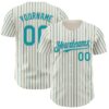 Custom Cream (Teal Gray Pinstripe) Teal-Gray Authentic Baseball Jersey