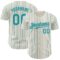 Custom Cream (Teal Gray Pinstripe) Teal-Gray Authentic Baseball Jersey