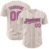Custom Cream (Kelly Green Pink Pinstripe) Pink-Kelly Green Authentic Baseball Jersey