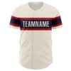 Custom Cream Red-Navy Authentic Baseball Jersey
