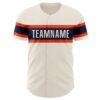 Custom Cream Navy-Orange Authentic Baseball Jersey