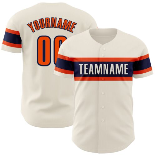 Cream0784 Custom Cream Orange-Navy Authentic Baseball Jersey
