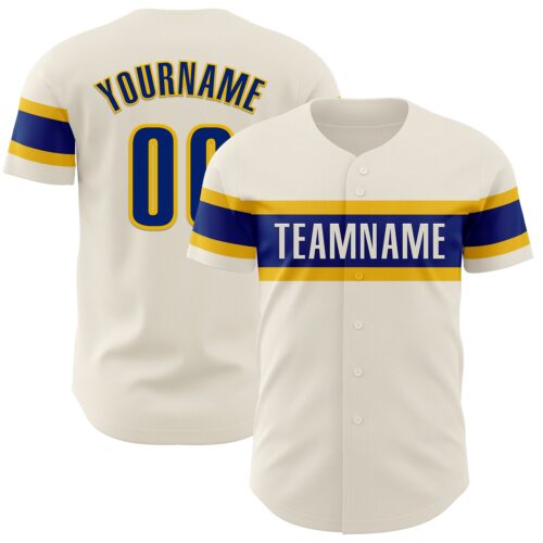 Cream0785 Custom Cream Royal-Yellow Authentic Baseball Jersey
