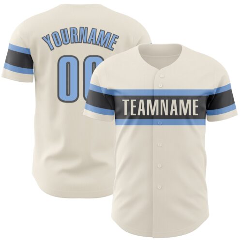 Cream0788 Custom Cream Light Blue-Steel Gray Authentic Baseball Jersey