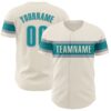 Custom Cream Teal-Gray Authentic Baseball Jersey