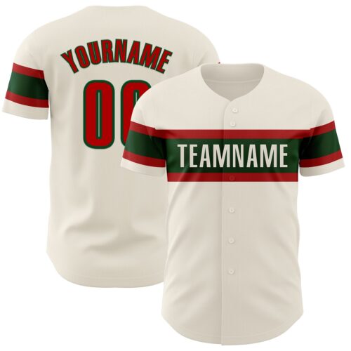 Cream0791 Custom Cream Red-Green Authentic Baseball Jersey