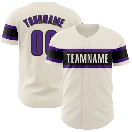 Cream0792 Custom Cream Purple-Black Authentic Baseball Jersey