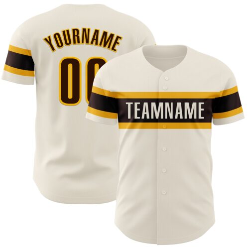 Cream0793 Custom Cream Brown-Gold Authentic Baseball Jersey