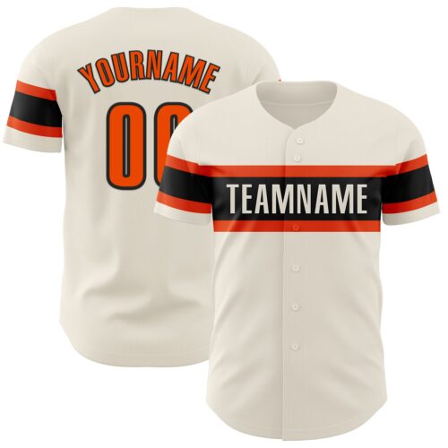 Cream0794 Custom Cream Orange-Black Authentic Baseball Jersey