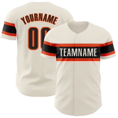 Cream0795 Custom Cream Black-Orange Authentic Baseball Jersey