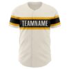 Custom Cream Black-Gold Authentic Baseball Jersey