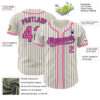 Custom Cream Navy Pinstripe Pink Authentic Baseball Jersey
